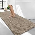 OLANLY Thick Chenille Bathroom Runner Rugs Mats 44x24, Warm Taupe