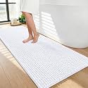 OLANLY Thick Chenille Bathroom Runner Rugs 47x24, Absorbent Bath Mat, White