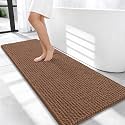 OLANLY Thick Chenille Bathroom Runner Rugs 47x20, Absorbent Bath Mat, Mocha