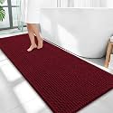 OLANLY Thick Chenille Bathroom Runner Rugs Mats 59x24, Burgundy