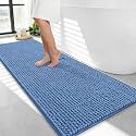 OLANLY Thick Chenille Bathroom Runner Rugs Mats 47x24, Cornflower Blue