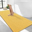 OLANLY Thick Chenille Bathroom Runner Rugs Mats 44x24, Yellow