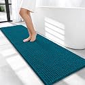 OLANLY Thick Chenille Bathroom Runner Rugs Mats 59x20, Peacock Blue