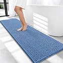 OLANLY Thick Chenille Bathroom Runner Rugs Mats 59x20, Cornflower Blue
