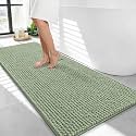OLANLY Thick Chenille Bathroom Runner Rugs Mats 44x24, Sage Green