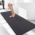 OLANLY Thick Chenille Bathroom Runner Rugs Mats 47x20, Dark Grey