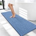 OLANLY Thick Chenille Bathroom Runner Rugs Mats 47x17, Cornflower Blue