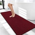 OLANLY Thick Chenille Bathroom Runner Rugs Mats 47x20, Burgundy