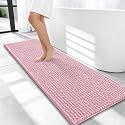 OLANLY Thick Chenille Bathroom Runner Rugs Mats 47x17, Dusty Rose