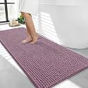 OLANLY Thick Chenille Bathroom Runner Rugs Mats 44x24, Deep Plum