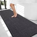 OLANLY Thick Chenille Bathroom Runner Rugs Mats 70x24, Dark Grey