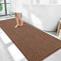 OLANLY Thick Chenille Bathroom Runner Rugs 59x24, Absorbent Bath Mat, Mocha