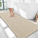 OLANLY Thick Chenille Bathroom Runner Rugs 59x24, Absorbent Bath Mat, Sand
