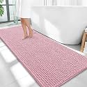 OLANLY Thick Chenille Bathroom Runner Rugs Mats 59x24, Dusty Rose