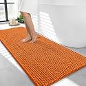 OLANLY Thick Chenille Bathroom Runner Rugs 44x24, Absorbent Bath Mat, Clay