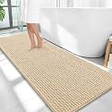 OLANLY Thick Chenille Bathroom Runner Rugs 59x24, Absorbent Bath Mat, Beige