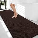 OLANLY Thick Chenille Bathroom Runner Rugs 70x24, Absorbent Bath Mat, Brown