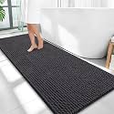 OLANLY Thick Chenille Bathroom Runner Rugs Mats 59x24, Dark Grey