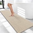 OLANLY Thick Chenille Bathroom Runner Rugs 59x20, Absorbent Bath Mat, Sand