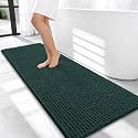 OLANLY Thick Chenille Bathroom Runner Rugs Mats 47x20, Blackish Green