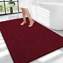OLANLY Thick Chenille Large Bathroom Rugs Mats 40x32, Burgundy