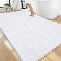 OLANLY Thick Chenille Large Bathroom Rugs 70x46, Absorbent Bath Mat, White