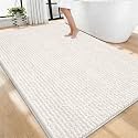 OLANLY Thick Chenille Large Bathroom Rugs 70x46, Absorbent Bath Mat, Ivory