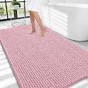 OLANLY Thick Chenille Large Bathroom Rugs Mats 44x32, Dusty Rose