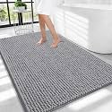 OLANLY Thick Chenille Large Bathroom Rugs 40x32, Absorbent Bath Mat, Grey