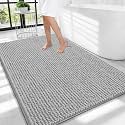 OLANLY Thick Chenille Large Bathroom Rugs Mats 40x32, Light Grey