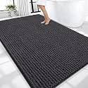OLANLY Thick Chenille Large Bathroom Rugs Mats 70x46, Dark Grey