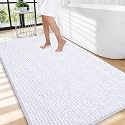 OLANLY Thick Chenille Large Bathroom Rugs 44x32, Absorbent Bath Mat, White