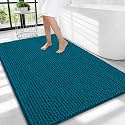 OLANLY Thick Chenille Large Bathroom Rugs Mats 40x32, Peacock Blue