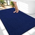 OLANLY Thick Chenille Large Bathroom Rugs 59x35, Absorbent Bath Mat, Navy