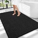 OLANLY Thick Chenille Large Bathroom Rugs 40x32, Absorbent Bath Mat, Black