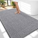 OLANLY Thick Chenille Large Bathroom Rugs 59x35, Absorbent Bath Mat, Grey