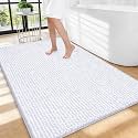 OLANLY Thick Chenille Large Bathroom Rugs 40x32, Absorbent Bath Mat, White