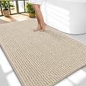 OLANLY Thick Chenille Large Bathroom Rugs 59x35, Absorbent Bath Mat, Sand
