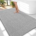 OLANLY Thick Chenille Large Bathroom Rugs Mats 59x35, Light Grey