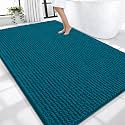 OLANLY Thick Chenille Large Bathroom Rugs Mats 70x46, Peacock Blue