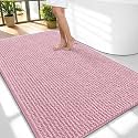 OLANLY Thick Chenille Large Bathroom Rugs Mats 59x35, Dusty Rose