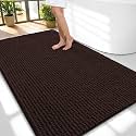 OLANLY Thick Chenille Large Bathroom Rugs 59x35, Absorbent Bath Mat, Brown