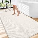 OLANLY Thick Chenille Large Bathroom Rugs 44x32, Absorbent Bath Mat, Ivory
