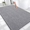 OLANLY Thick Chenille Large Bathroom Rugs 70x46, Absorbent Bath Mat, Grey