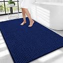 OLANLY Thick Chenille Large Bathroom Rugs 40x32, Absorbent Bath Mat, Navy