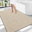 OLANLY Thick Chenille Large Bathroom Rugs 40x32, Absorbent Bath Mat, Sand