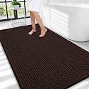 OLANLY Thick Chenille Large Bathroom Rugs 44x32, Absorbent Bath Mat, Brown