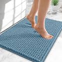 OLANLY Thick Chenille Small Bathroom Rugs Mats 24x16, Airy Blue