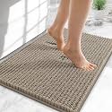 OLANLY Thick Chenille Small Bathroom Rugs Mats 24x16, Warm Taupe
