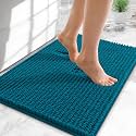OLANLY Thick Chenille Small Bathroom Rugs Mats 24x16, Peacock Blue
